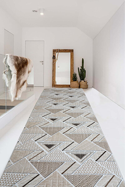 Babil Home Non-Slip Base Cutting Runner Living Room Hallway Kitchen Carpet Ymr5017 Mink