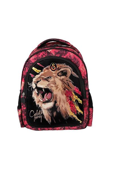 Galatasaray Licensed School Bag with Roaring Lion, Double Eyed Pen Holder - Steel Flask Gift