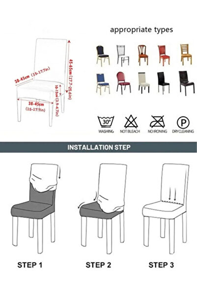 upmall brürümcük ETEKLİ sandalye kılıfı, lastikli,esnekli sandalye örtüsü 6li