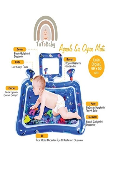 tutobaby Aynalı Ve Çıngıraklı Bebek Su Oyun Matı (TUMMY TIME) Karın Üstü Aktivite Oyun Matı