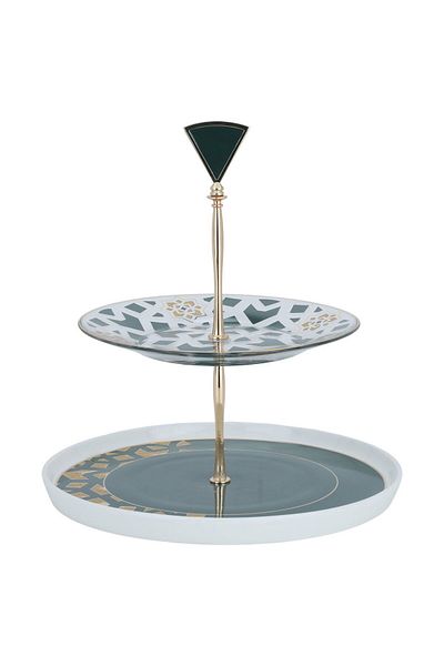 Alsaif Gallery Al Saif Gallery porcelain cake stand, 2 levels - multi-colour