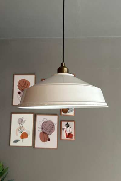 Bamyum Carmelo Beyaz Tekli Avize Yarım Lale Eskitme Başlık Retro Sarkıt Lamba...