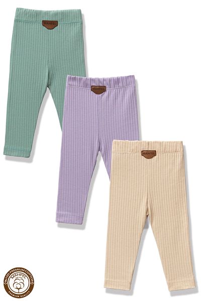 MAHFEL Premium 3-Piece Baby and Child Tights Set (100% Cotton)