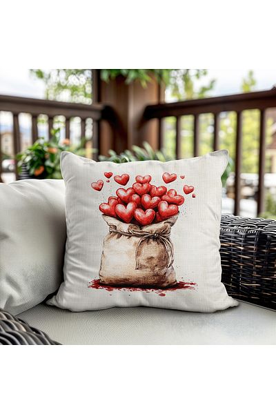 Evmila Husă de pernă din catifea imprimată pe două fețe cu model de inimă specială de Ziua Îndrăgostiților - 43x43 cm