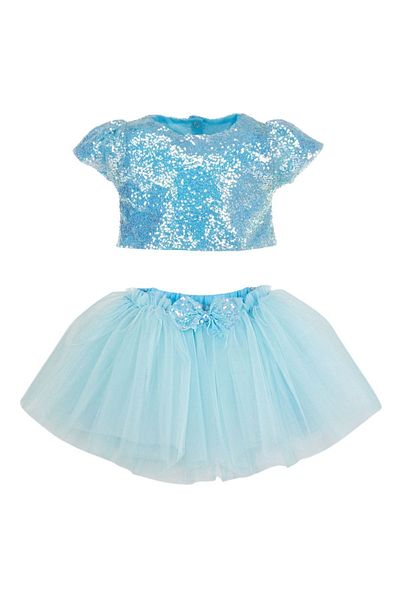 DUCA Glitter Sequin Crop and Fluffy Tutu Skirt Double Set