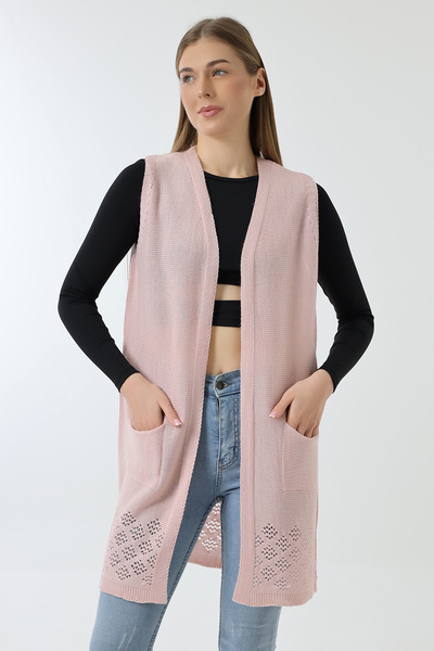 Devinka Γυναικείο ροζ εποχιακό πλεκτό γιλέκο