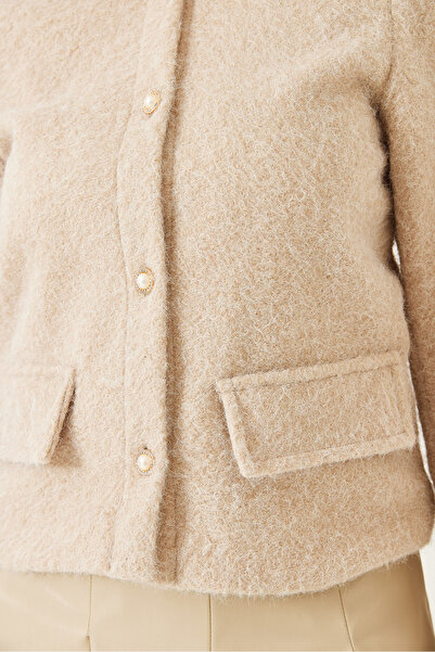 Bianco Lucci Γυναικείο κοντό μπουφάν με κουμπιά με λεπτομέρειες 8406 60261329