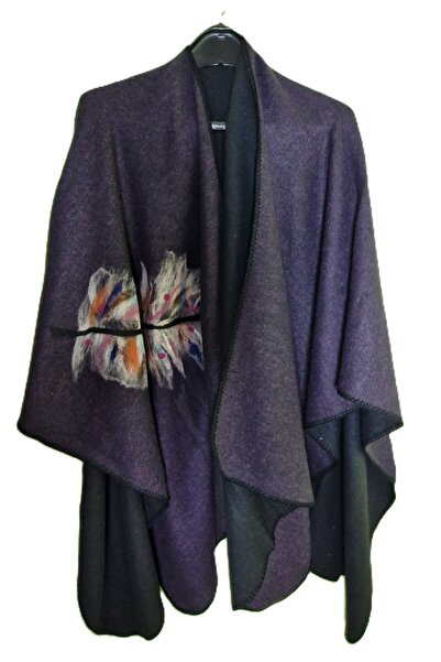 moli tasarim Kaşe Kumaş Panço, Keçe Süslü Kaşe Panço, Yünlü Panço , El Yapımı...