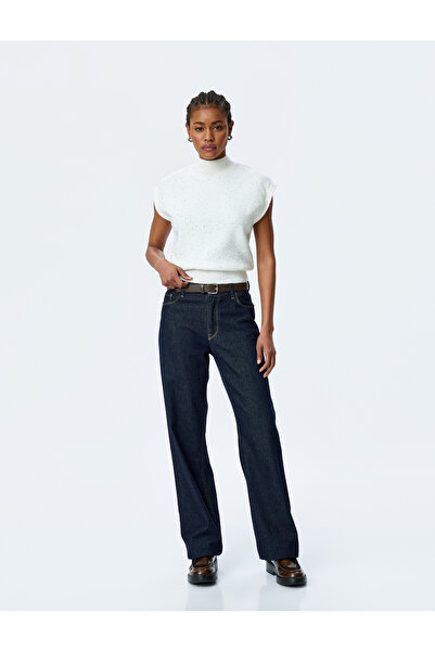 Koton Sequin Sequin Detailed Stand Collar Sleeveless Knitwear Sweater