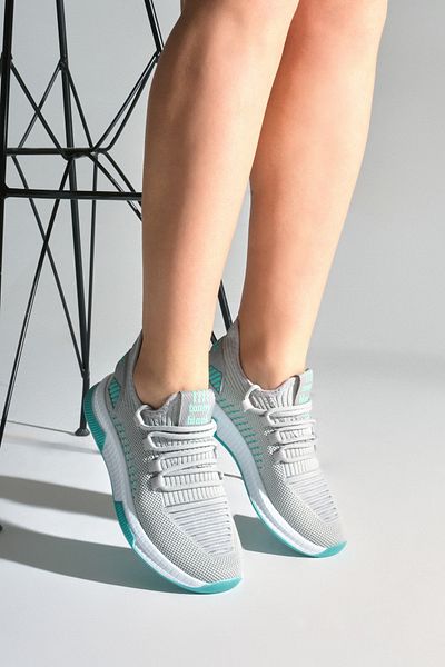PowerSpeed Unisex Gray Green Poly Sole Textile Fabric Lace-Up Sports Shoes