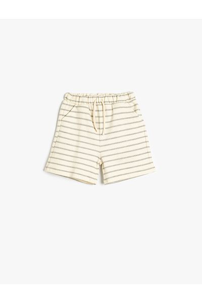 Koton ecru stripe Cotton Shorts