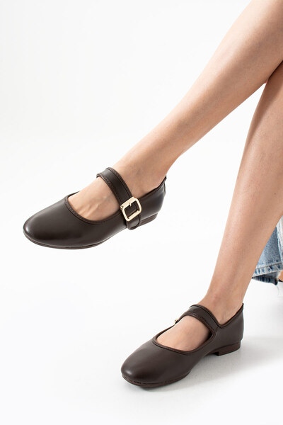 Neva'nın Butiği Banda Hova detaliată piele vârf rotund talpă plată balerini d...