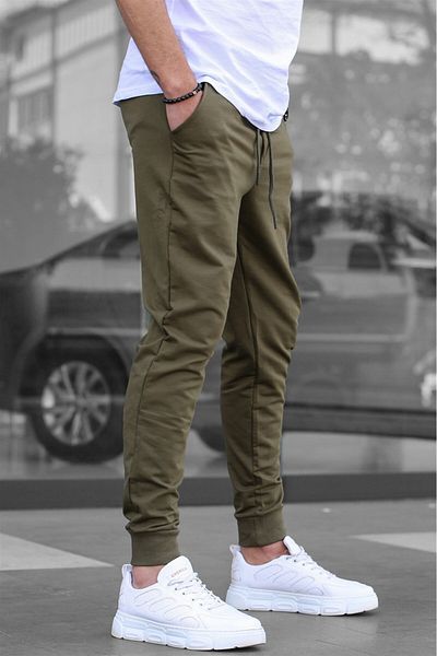Madmext Ανδρική αθλητική φόρμα Khaki Elastic 4821
