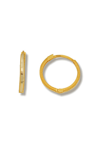 Altınkesesi 14 Ayar Altın Koyu Sarı Ajda Küpe 2 Cm Gizli Kilitli