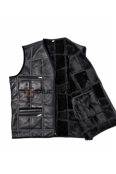 BYBEYEMS GİYİM By Beyems Leather Vest with Fur Inside