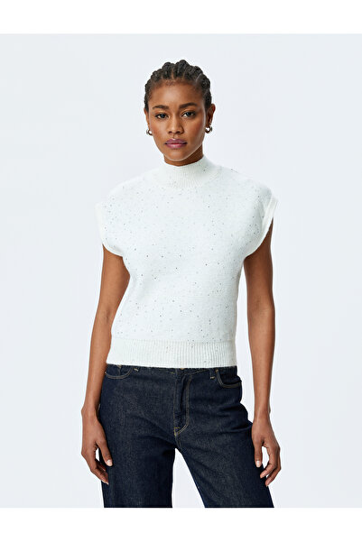 Koton Sequin Sequin Detailed Stand Collar Sleeveless Knitwear Sweater