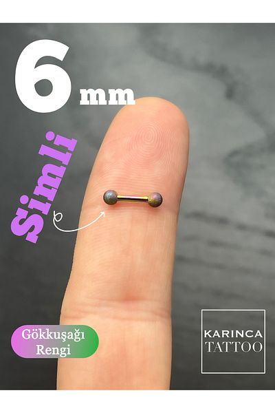 Karınca Piercing Rainbow Color Glitter Small Stick Rook Forward Helix Cartilage Ear Piercing