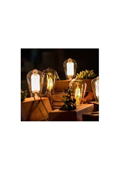 Edison Flamanlı Armut St64 Modeli Dekoratif Rustik Ampul 40 Watt E27 Duy - 3 Lü Paket