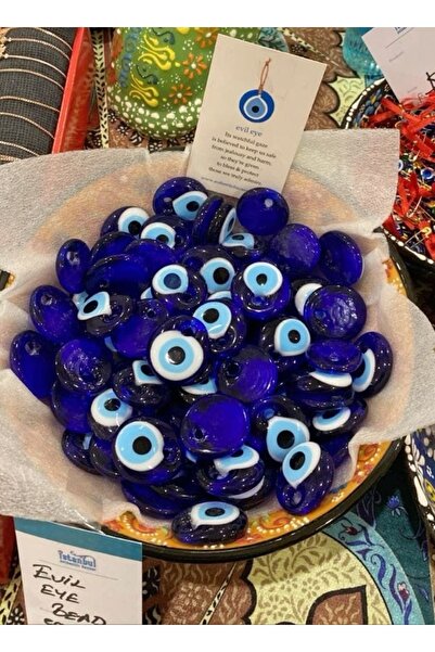 232 Konsept 10 Adet 3 Cm Delikli Cam Nazar Boncuğu.