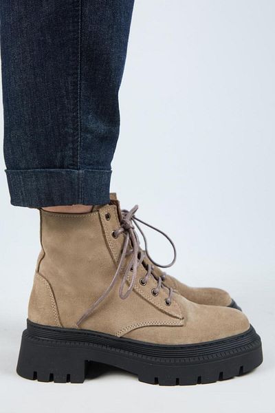Manijero (Avjin) Women's Genuine Leather Lace-Up Pointed Toe Mink Boots