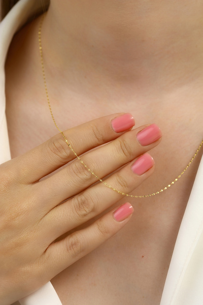 Altınkesesi 14 Ayar Altın İnce Aynalı Zincir Kolye