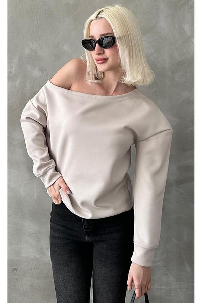 Madmext Stone Boat Neck Basic Sweatshirt Mg2228