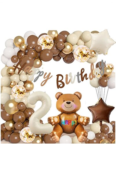 BİDOLUMUTLULUK Retro Renkler Ayı Folyo Balon Doğum Günü Konsept Balon Parti E...