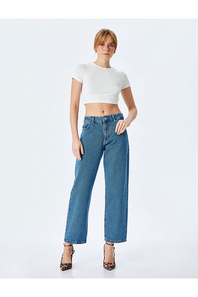 Koton Straight Fit Straight Leg Pocket Denim Trousers - Straight Fit Jeans