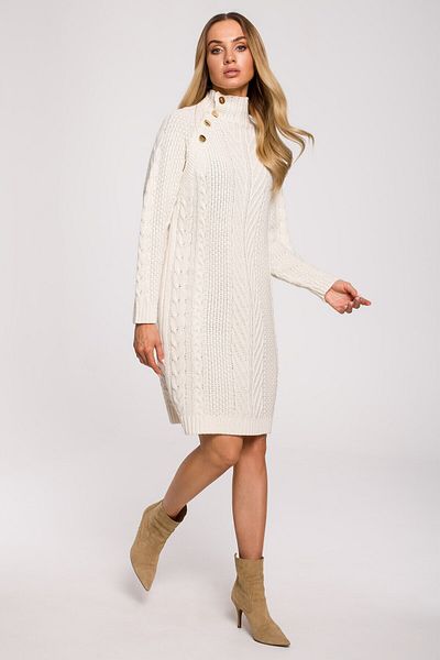 Made of Emotion Rochie pulover lungă cu gât țestoasă și nasturi decorativi