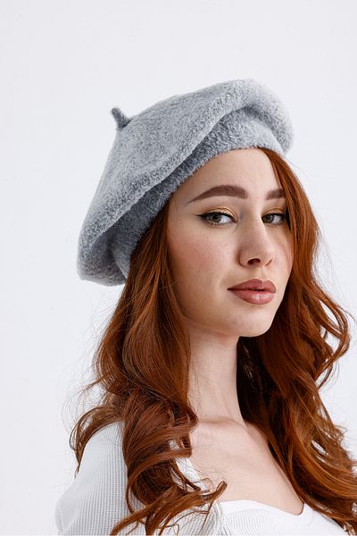 MODA Gray Women's Wool Plush French Painter Hat I Beret