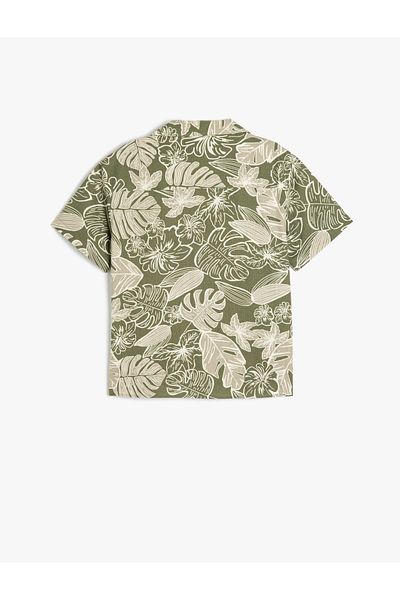 Koton Short Sleeve Leaf Print Cotton Shirt