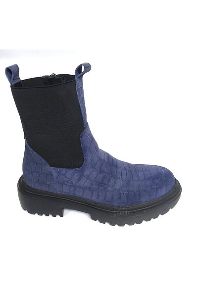 Mira Deri Genuine Leather Blue High Toe Unisex Boots
