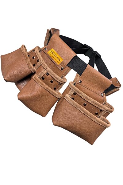 İKİZ DERİ ÜRÜNLERİ ÇOK AMAÇLI BEL TİPİ DERİ ALET ÖNLÜĞÜ AÇIK KAHVE PALASKA KEMER