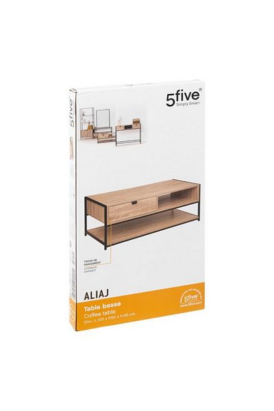 Five Simply Smart Aliaj Natural Oak Effect Coffee Table with Storage Drawer