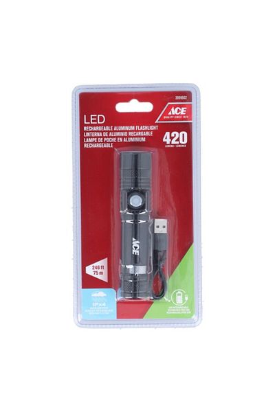 ACE High-Quality Rechargeable Aluminum 420-Lumens LED Flashlight