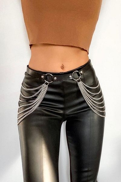 Angels Passion Curea de talie din piele elegantă reglabilă cu talie cu lanț