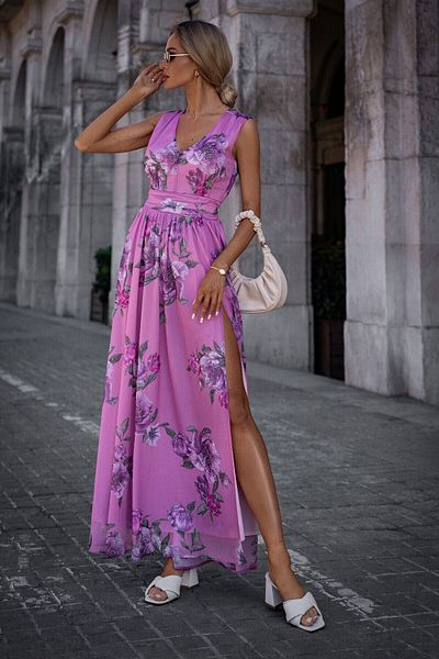 Made of Emotion Printed dress with a slit on the leg