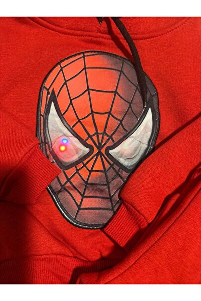 2Friends Kırmızı Spiderman Işıkları Yanan Sweatshirt Eşofman Takım