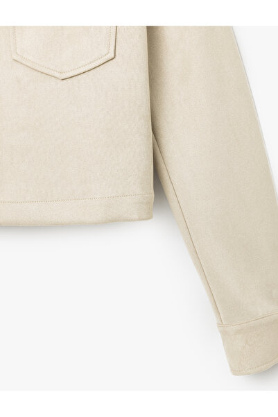 Koton Dámská bunda z umělého semiše s knoflíky, s detaily kapsy na přední straně a klopou