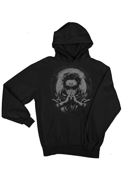 Fuddy Moda Hanorac oversize unisex - JJK Sukuna Ryoiki Tenkai imprimat, hanorac anime cu glugă