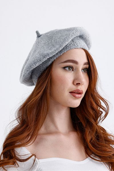MODA Gray Women's Wool Plush French Painter Hat I Beret