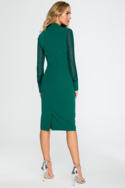 Stylove Pencil dress with chiffon sleeves.