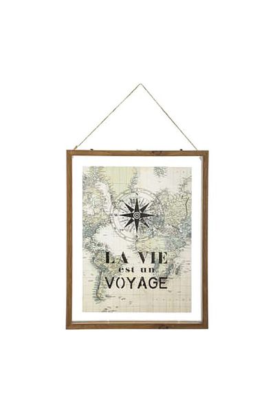 Atmosphera Lilien Wall Mounted Decorative Easy-Hanging Glass Canvas Frame 48 x 38cm