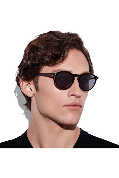 Tom Ford Tomford Unisex Güneş Gözlüğü Aurele Tf904 01a 50-19, Yuvarlak Siyah Asetat Çerçeve