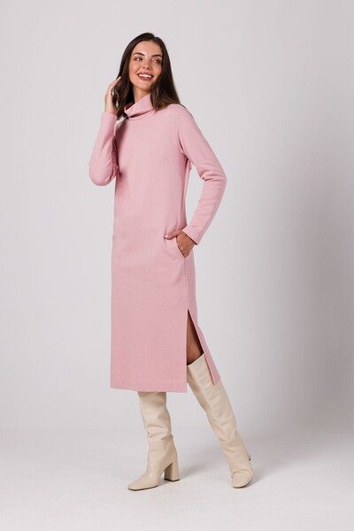 BEWEAR Rochie midi simplă cu guler fals