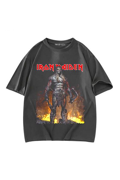 Touz Moda Μπλουζάκι με στάμπα Unisex Oversize Rock Series Iron Maiden