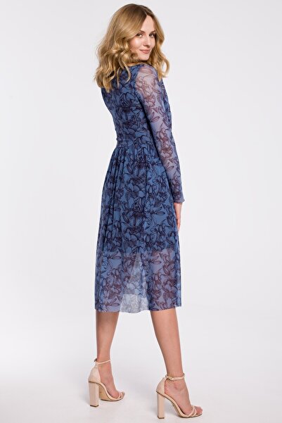 Makover Rochie evazată din plasă cu imprimeu