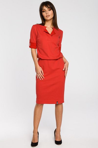 BEWEAR Dress with a stand-up collar and a placket neckline