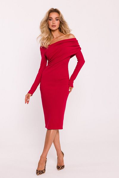 Made of Emotion Ribbed midi dress with an asymmetrical neckline