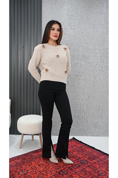 Neva Wear Pulover cu flori bej